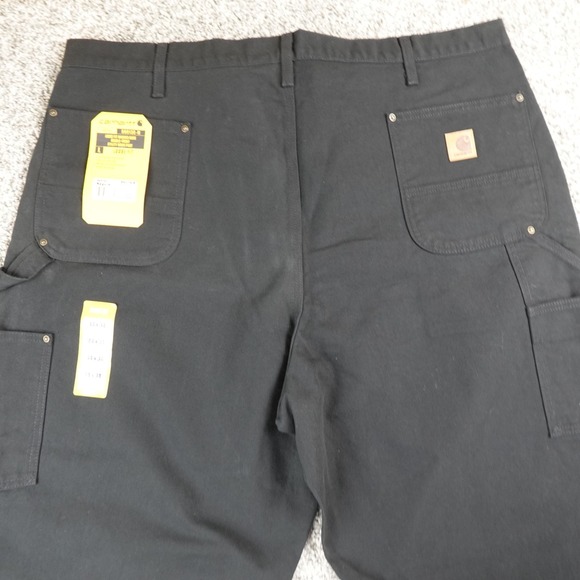 NEW Carhartt Pants Mens 44X34 Black Double Knee Cargo Canvas Work Outdoor B136